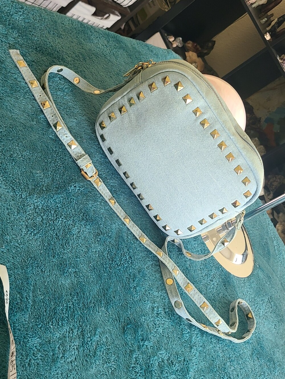 Bam Forever Studded Light Blue Crossbody Bag
